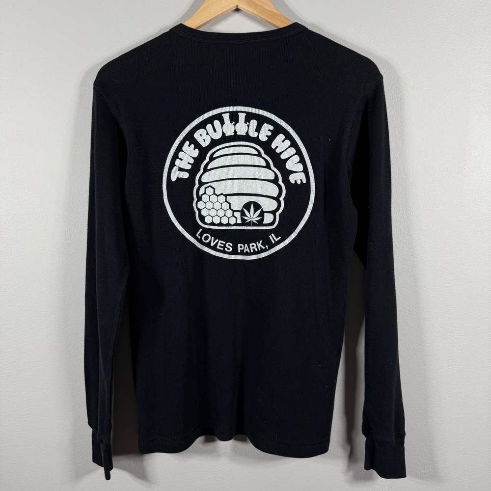 Bella Canvas The Bubble Hive Graphic Thermal Shirt Black S - Picture 2 of 7